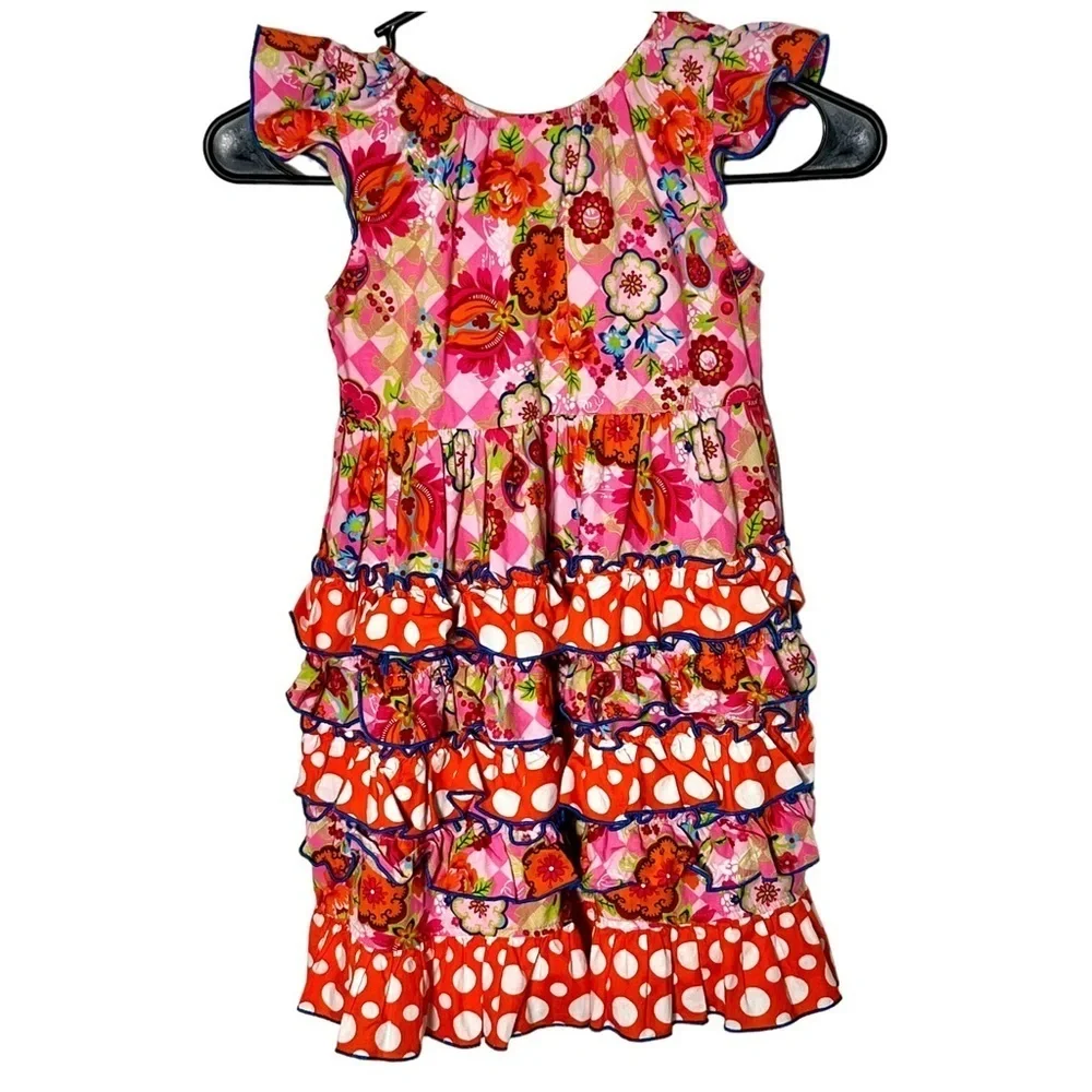 Sage & Lilly Bright Floral Dress Size 6 Orange/Pink